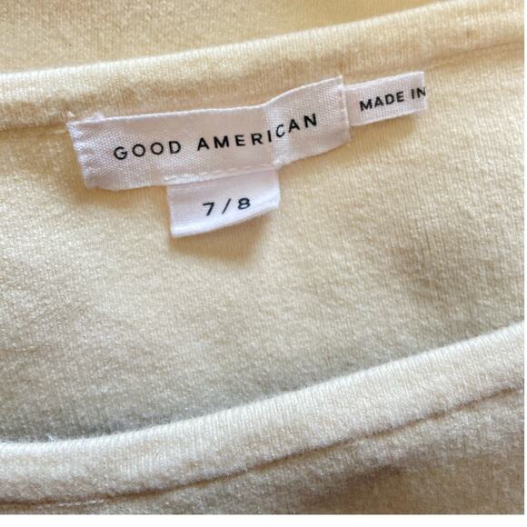 New GOOD AMERICAN The Cupped Long Sleeve Knit Sweater Top Ivory 7/8 - Picture 5 of 6